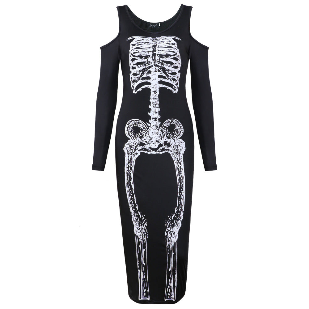 Halloween Skeleton Sexy Women Long Dresses-Halloween-Free Shipping at meselling99