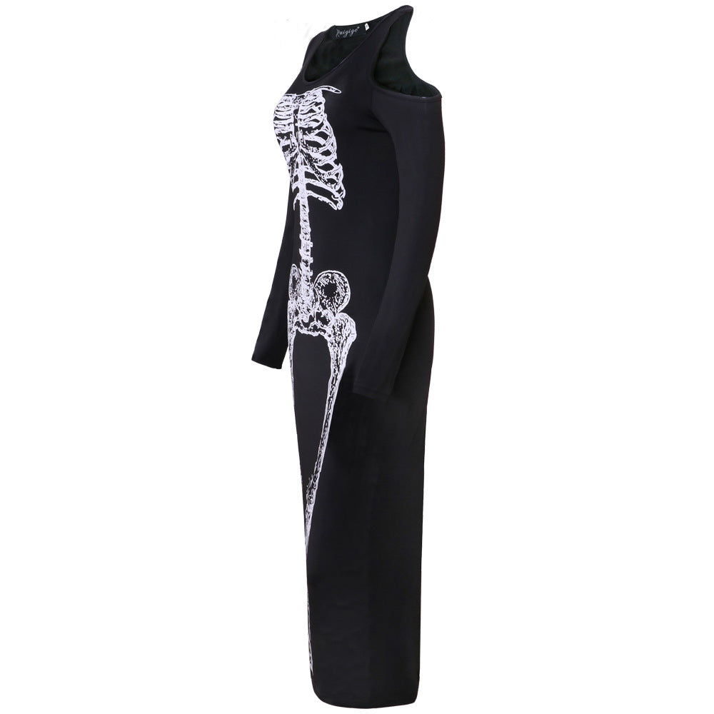 Halloween Skeleton Sexy Women Long Dresses-Halloween-Free Shipping at meselling99