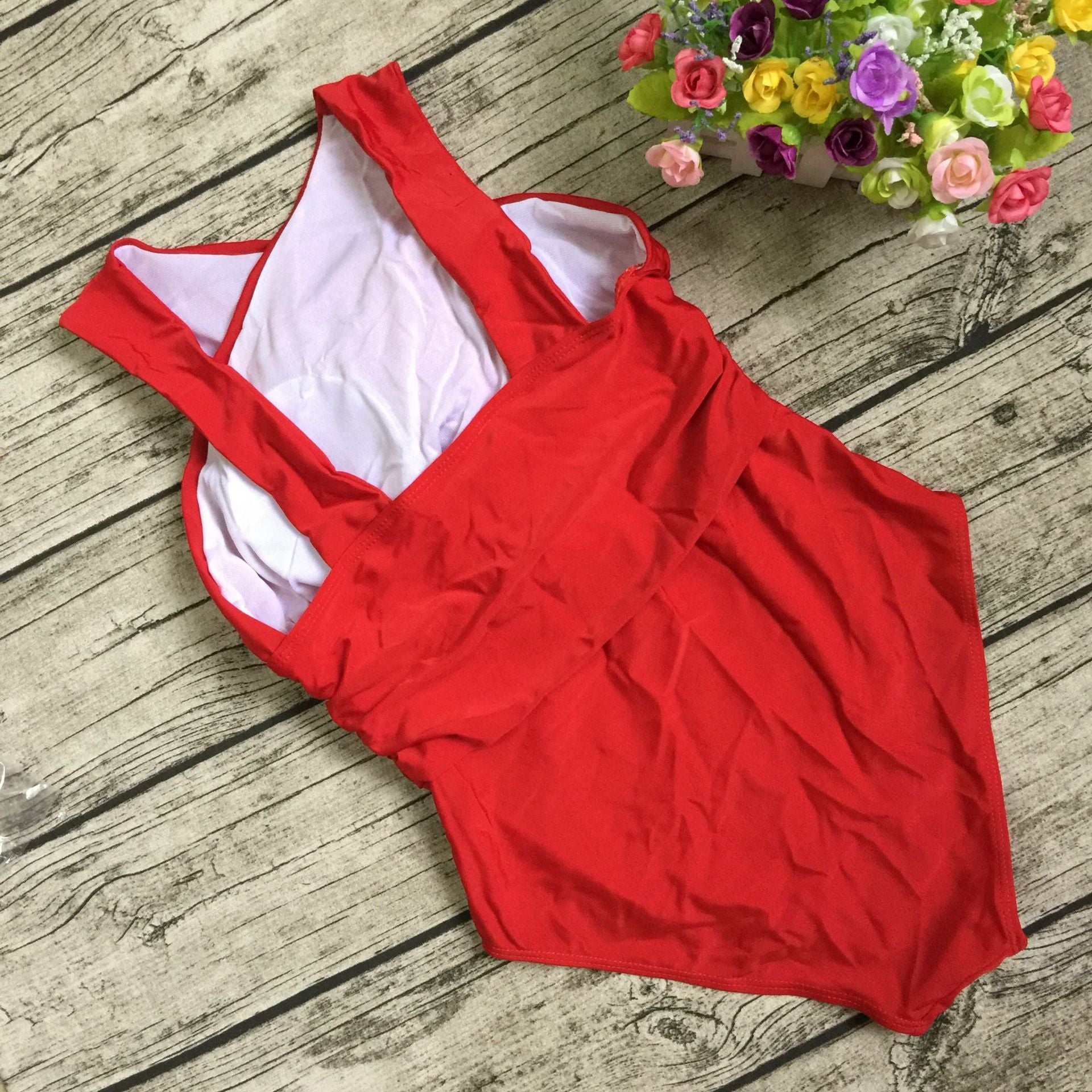 Women V Neck Cross Border One Piece Swimsuits--Free Shipping at meselling99