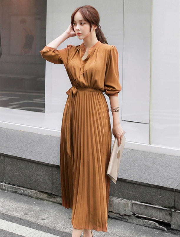 Elegant Chiffon Long Sleeves Holiday Dresses-Dresses-Brown-S-Free Shipping at meselling99