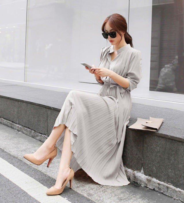 Elegant Chiffon Long Sleeves Holiday Dresses-Dresses-Light Gray-S-Free Shipping at meselling99