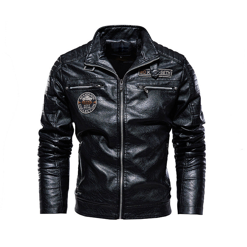 Motorcycle PU Winter Jacket Coat for Men-Outerwear-Black-L-Free Shipping at meselling99