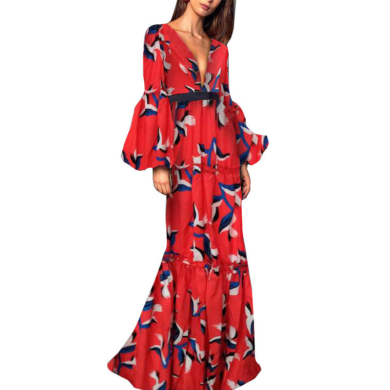 Red Long Sleeves Sexy Long Maxi Dresses-Maxi Dreses-Free Shipping at meselling99