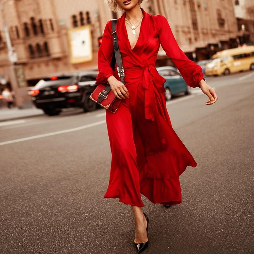 Women Sexy V Neck Long Dresses-Maxi Dresses-Free Shipping at meselling99