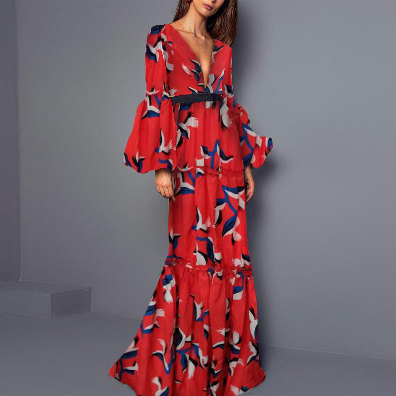 Red Long Sleeves Sexy Long Maxi Dresses-Maxi Dreses-Red-S-Free Shipping at meselling99