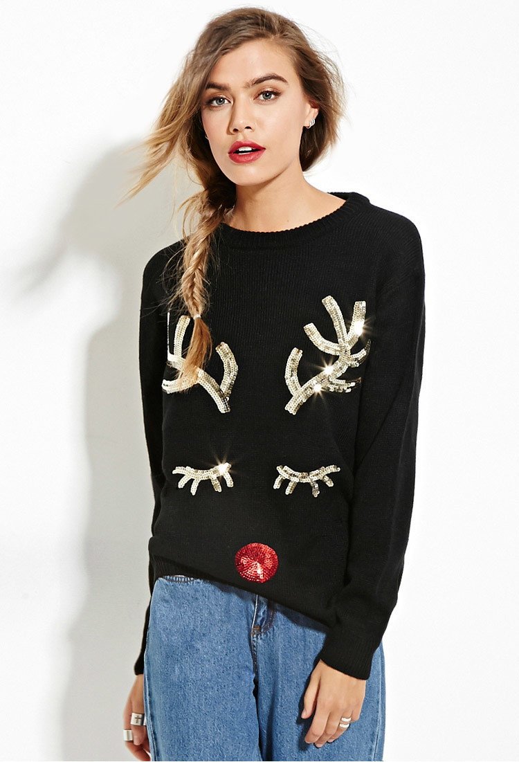 Christmas Snowman Design Long Sleeves Sweaters-Shirts & Tops-Black Elk-One Size-Free Shipping at meselling99