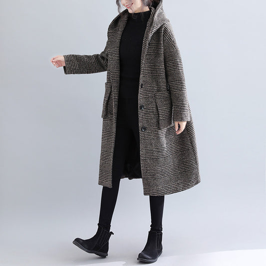 Women Plus Sizes Woolen Winter Coat-Women Overcoat-Coffee-L-Free Shipping at meselling99