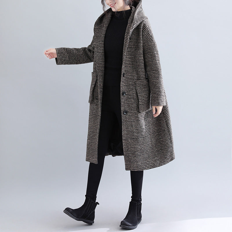 Women Plus Sizes Woolen Winter Coat-Women Overcoat-Coffee-L-Free Shipping at meselling99