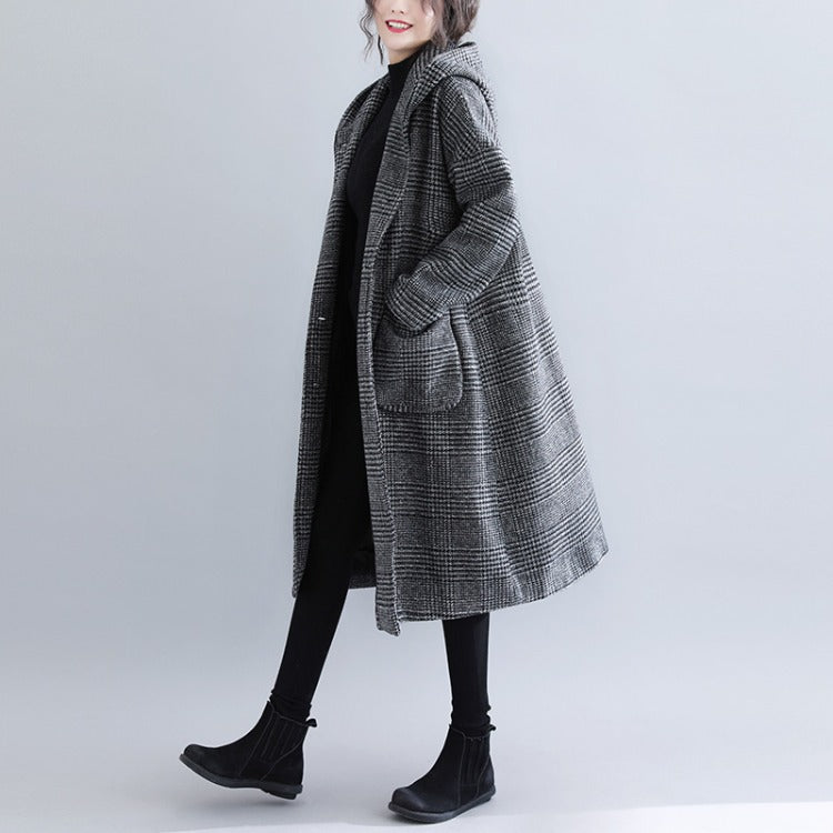 Women Plus Sizes Woolen Winter Coat-Women Overcoat-Black-L-Free Shipping at meselling99
