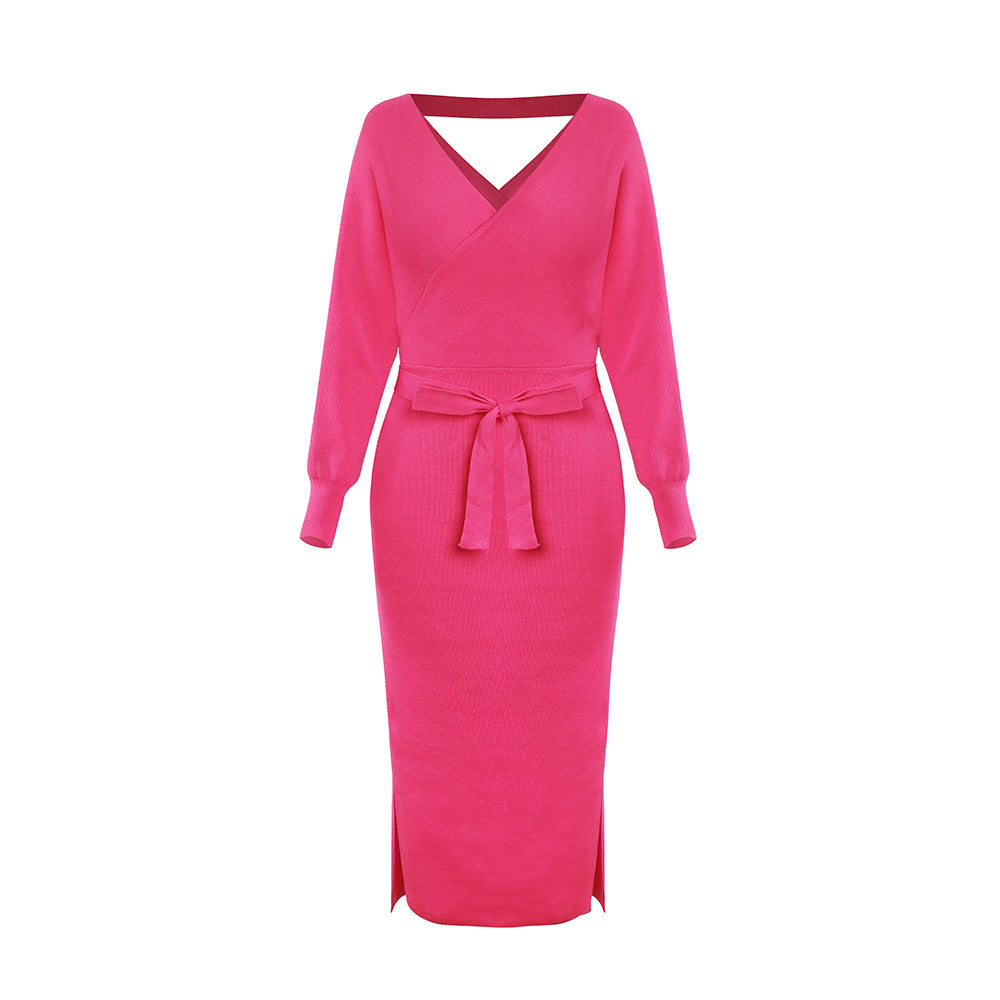 Women Knitting Bodycon Midi Dresses-Sexy Dresses-Rose Red-S/M-Free Shipping at meselling99