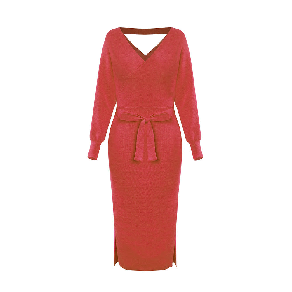 Women Knitting Bodycon Midi Dresses-Sexy Dresses-Red-S/M-Free Shipping at meselling99