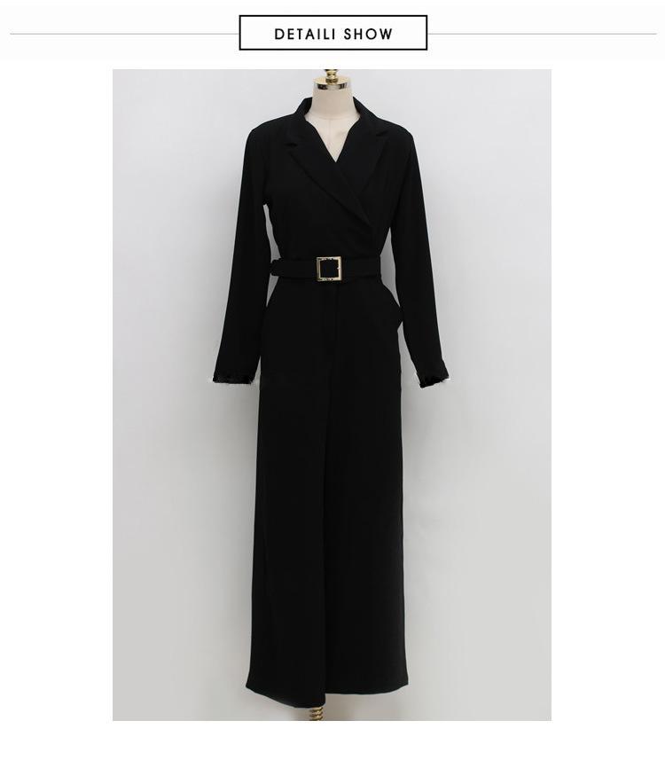Black Office Lady Blazer Style Jumpsuits-Outfit Sets-Free Shipping at meselling99