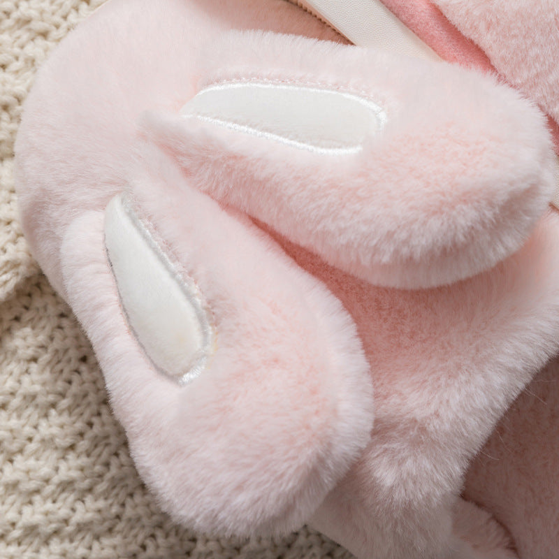 Lovely Rabbit Ear Winter Plush Slippers for Women-Shoes-Free Shipping at meselling99