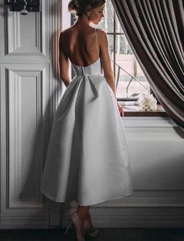 White Women Sexy Backless Midi Length Dresses-Vintage Dresses-Free Shipping at meselling99