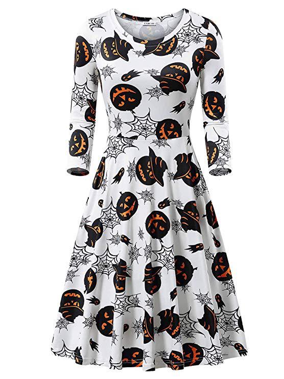 Halloween Pumpkin Long Sleeves Dresses-Halloween Dresses-Style6-S-Free Shipping at meselling99