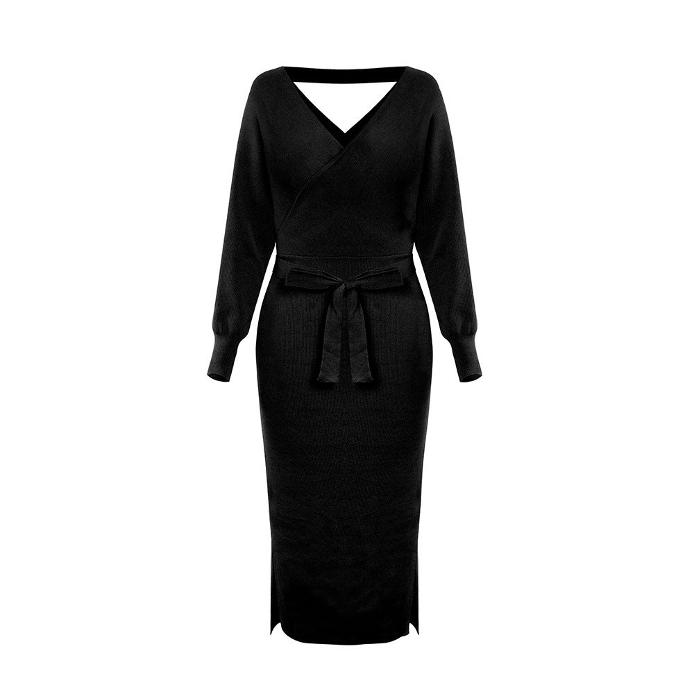 Women Knitting Bodycon Midi Dresses-Sexy Dresses-Black-S/M-Free Shipping at meselling99