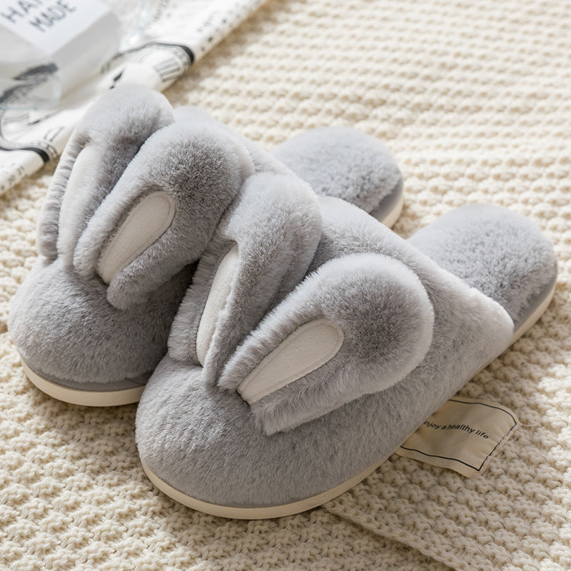 Lovely Rabbit Ear Winter Plush Slippers for Women-Shoes-Light Gray-36/37-Free Shipping at meselling99