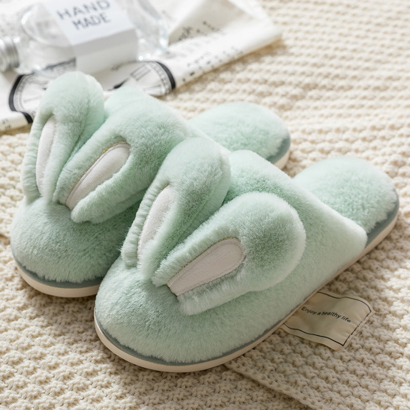 Lovely Rabbit Ear Winter Plush Slippers for Women-Shoes-Light Green-36/37-Free Shipping at meselling99