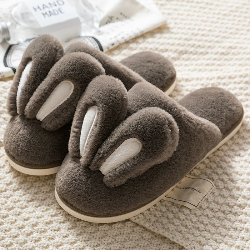 Lovely Rabbit Ear Winter Plush Slippers for Women-Shoes-Coffee-36/37-Free Shipping at meselling99