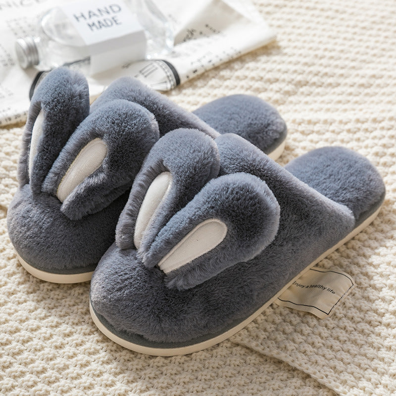 Lovely Rabbit Ear Winter Plush Slippers for Women-Shoes-Dark Gray-36/37-Free Shipping at meselling99