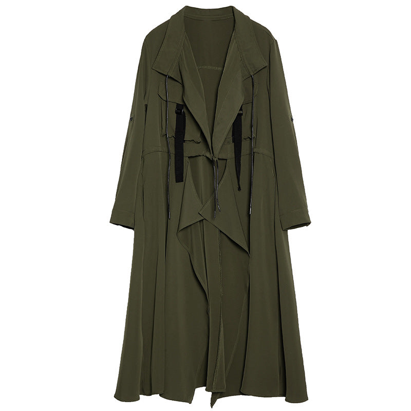 Designed Women Long Wind Break Overcoats-Outerwear-Army Green-One Size-Free Shipping at meselling99