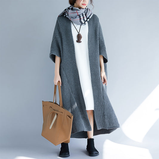 Fall Batwing Sleeves Long Knitting Overcoat-Gray-One Size-Free Shipping at meselling99