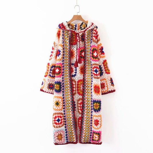 Handmade Woven Long Sleeves Colorful Floral Knitting Overcoat-Outerwear-The same as picture-One Size-Free Shipping at meselling99