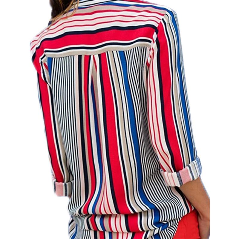Long Sleeves Casual Striped Chiffon Shirts--Free Shipping at meselling99