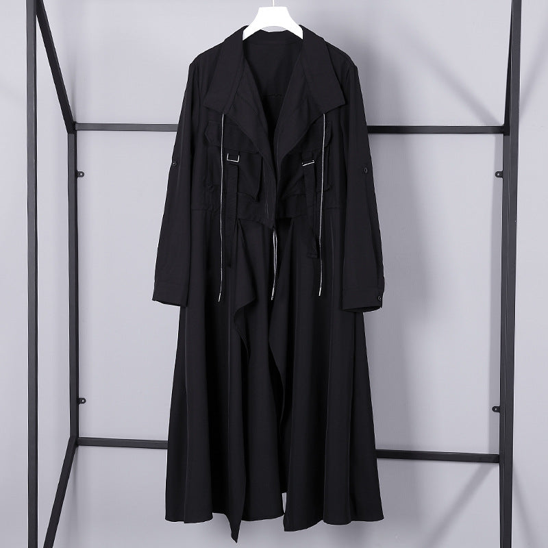 Designed Women Long Wind Break Overcoats-Outerwear-Black-One Size-Free Shipping at meselling99