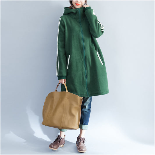 Plus Size Women Warm Cardigan Hoodies-Women Overcoat-Green-One Size-Free Shipping at meselling99