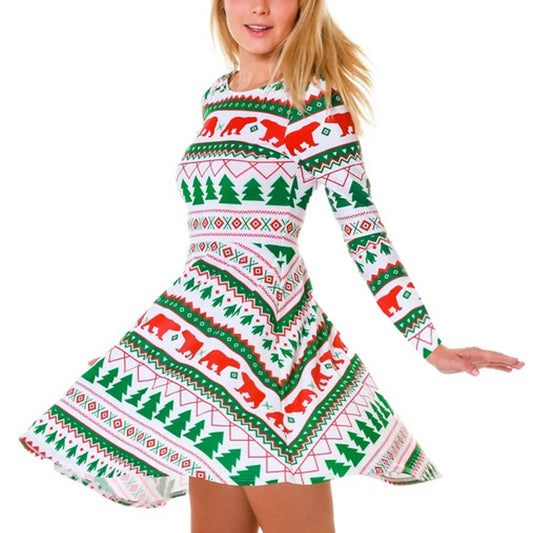Winter Christmas Style Long Sleeves Dresses-Mini Dresses-Free Shipping at meselling99