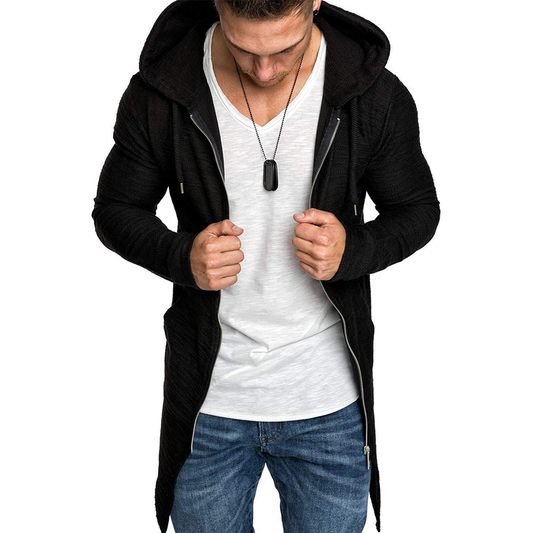 Men Long Sleeves Zipper Long Hoodies Overcoat-Men's Coat-Free Shipping at meselling99