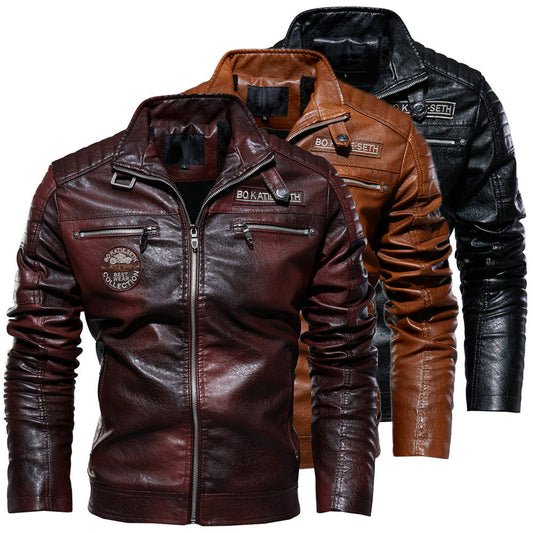 Motorcycle PU Winter Jacket Coat for Men-Outerwear-Free Shipping at meselling99