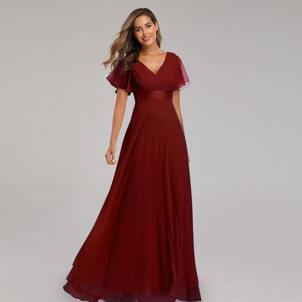 Elegant Chiffon Plus Sizes Bridesmaid Dresses-Dresses-Wine Red-S-Free Shipping at meselling99