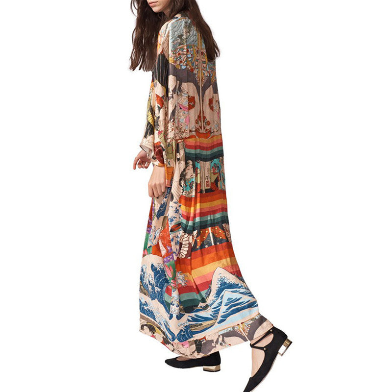 Floral Print Fast Drying Kimono Cover Ups for Beach-The same as picture-One Size-Free Shipping at meselling99