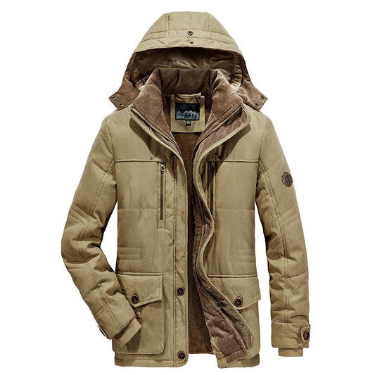 Casual Men's Thicken Warm Winter Overcoat-Outerwear-Khaki-L-Free Shipping at meselling99
