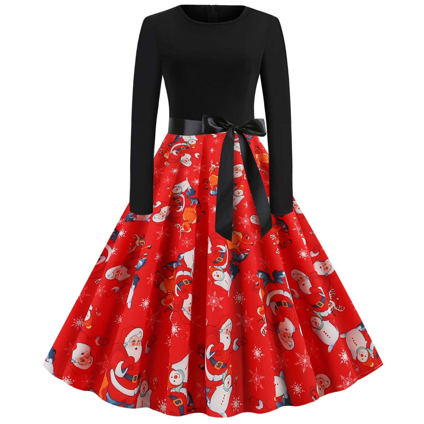 Merry Christmas Women Long Sleeves Winter Dresses-Vintage Dresses-Red-S-Free Shipping at meselling99