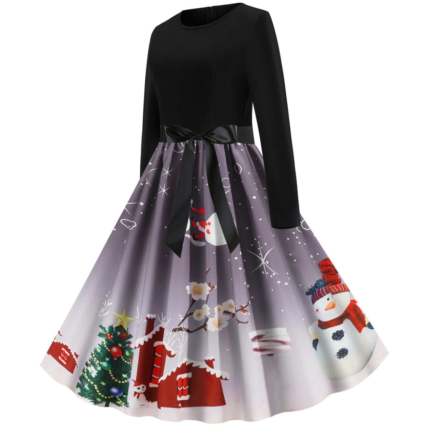 Christmas Vintage Round Neck Women Dresses-Christmas-Free Shipping at meselling99