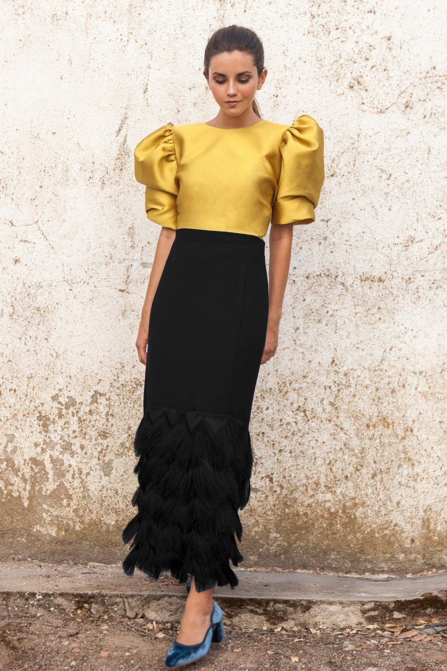 Elegant Round Neck Two Pieces Dresses-Maxi Dresses-Yellow-S-Free Shipping at meselling99