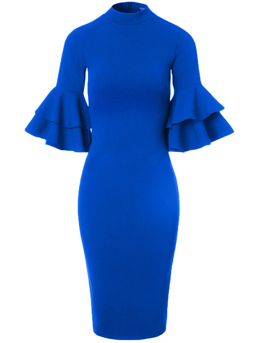 Sexy Bodycon Ruffled Plus Size Midi Dresses-Sexy Dresses-Free Shipping at meselling99