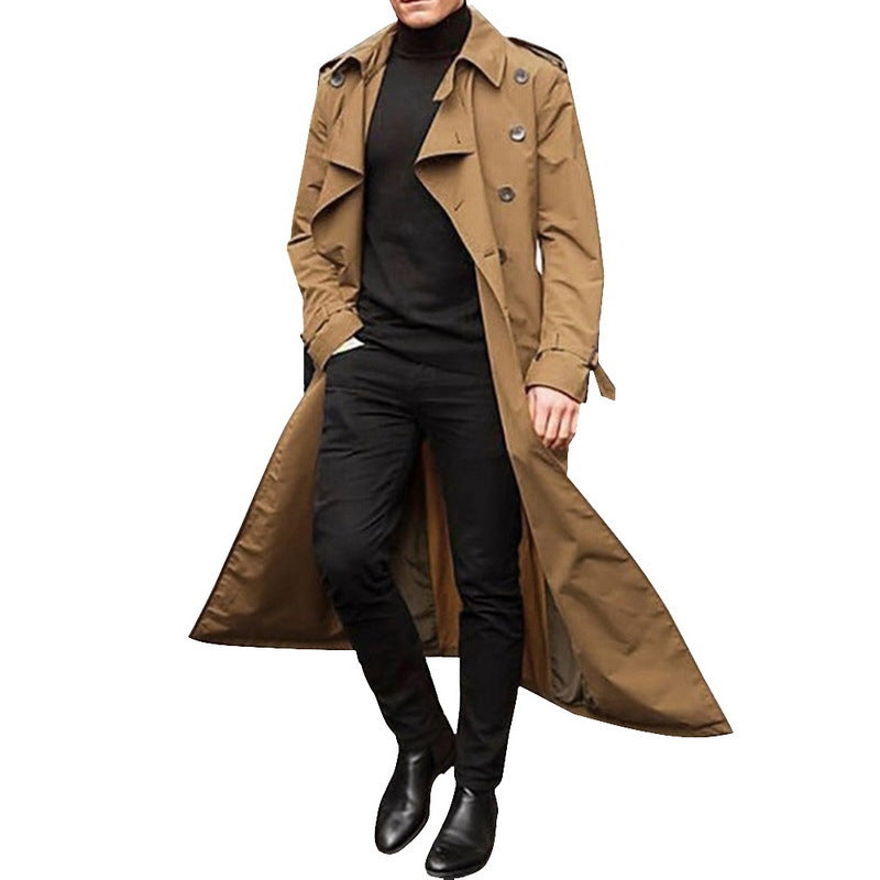 Casual Long Wind Break Coats for Men-Outerwear-Khaki-S-Free Shipping at meselling99