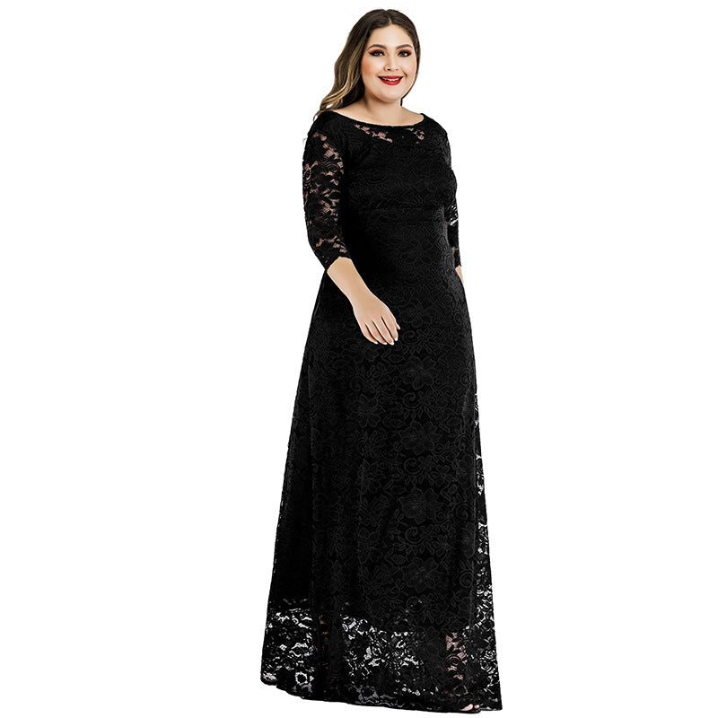 Plus Sizes Lace Evening Dresses for Women-Dresses-Black-XL-Free Shipping at meselling99
