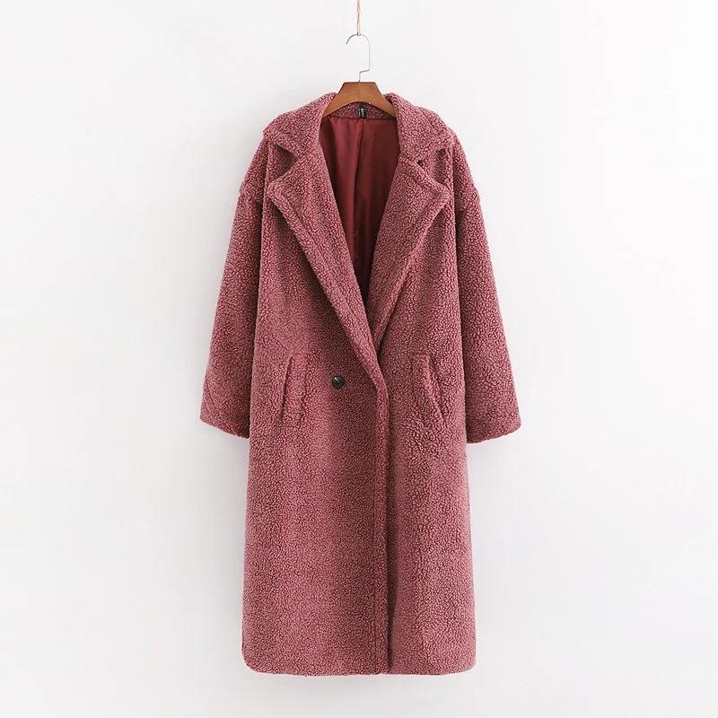 Winter Warm Fashion Long Overcoat for Women-Outerwear-Dark Pink-S-Free Shipping at meselling99