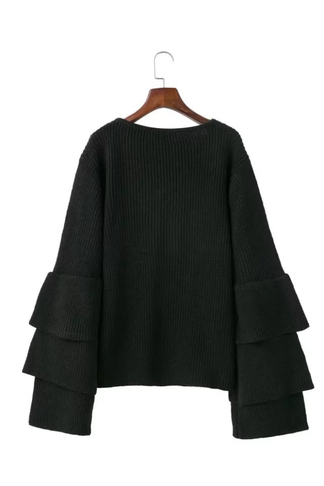 Women Bell Sleeves Fall Knitted Sweaters-Sweaters-Free Shipping at meselling99