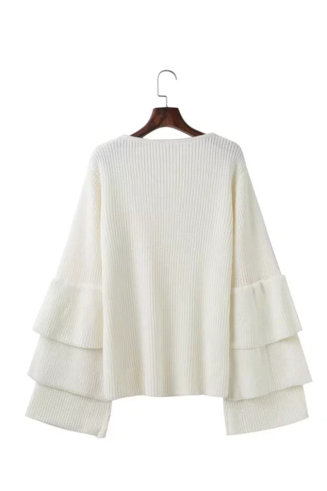 Women Bell Sleeves Fall Knitted Sweaters-Sweaters-Free Shipping at meselling99