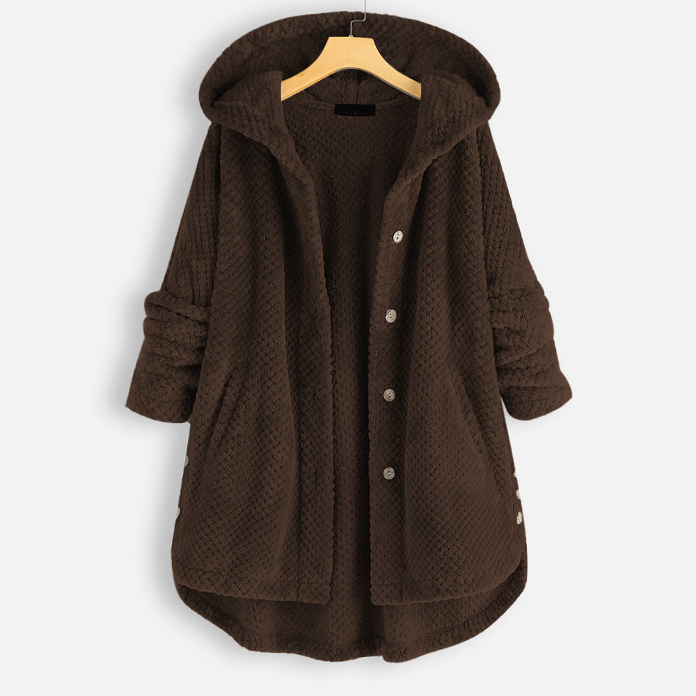 Casual Women Velvet Puls Sizes Hoodies Overcoat-Outerwear-Coffee-S-Free Shipping at meselling99
