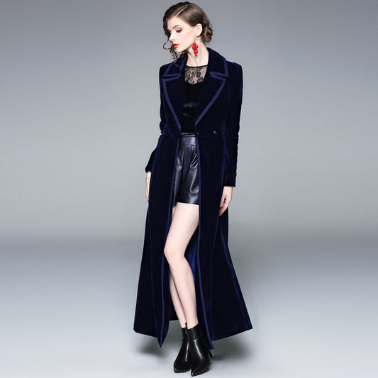 Luxury Velvet Winter Long Wind Trenchcoat for Women-Outerwear-Free Shipping at meselling99
