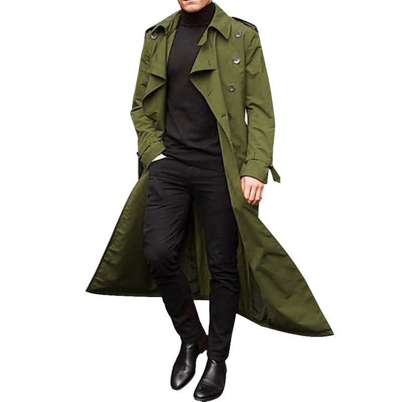 Casual Long Wind Break Coats for Men-Outerwear-Green-S-Free Shipping at meselling99