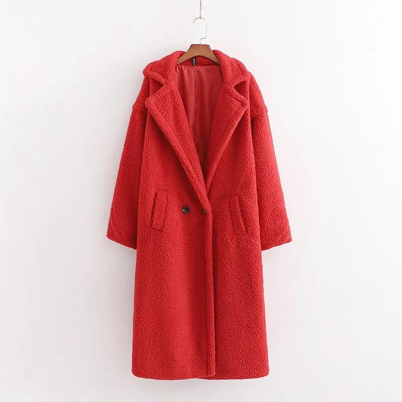 Winter Warm Fashion Long Overcoat for Women-Outerwear-Red-S-Free Shipping at meselling99