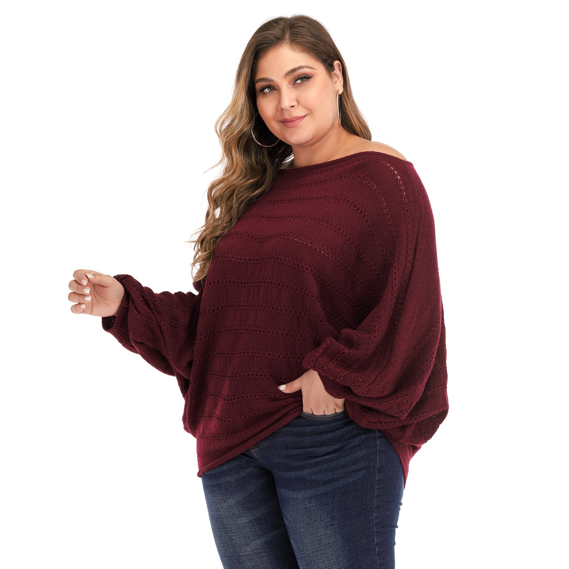 Women One Shoulder Plus Size Sweaters--Free Shipping at meselling99